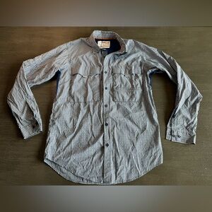 Dagon Fishing Shirt Button Up Navy Blue Gingham White M